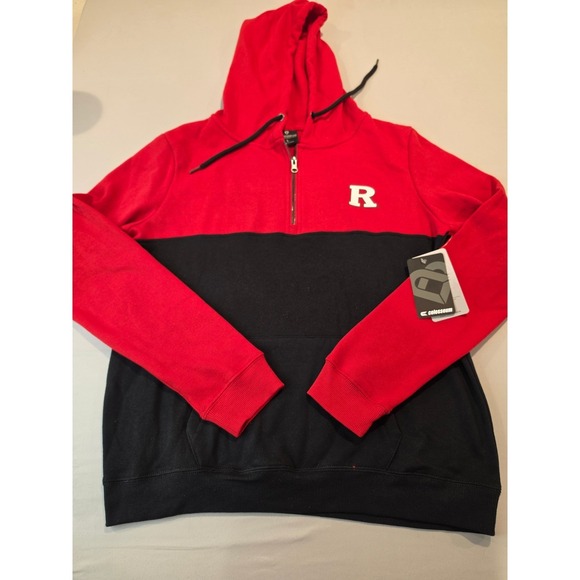 Colosseum Tops - Colosseum Rutgers Scarlet Knights Womens L Hoodie Red Black 1/4 Zip COFZ30892S